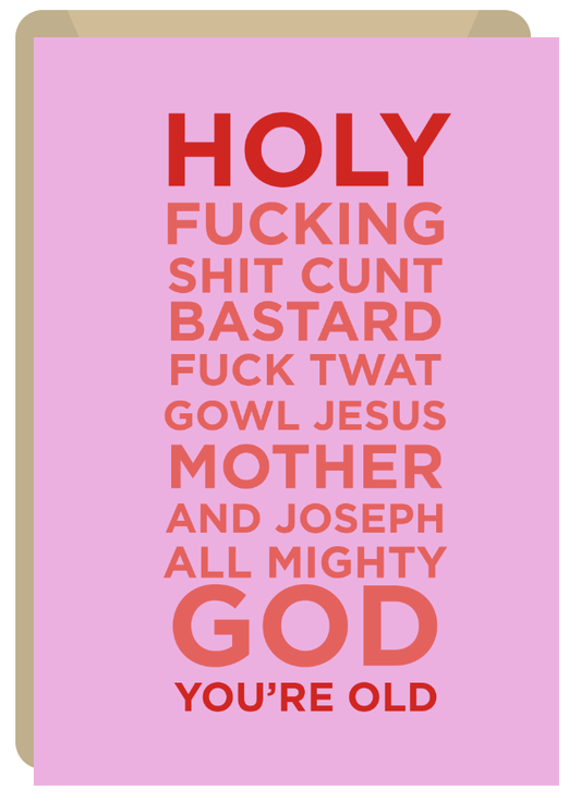 Holy Shit You're Old - Funny Irish Birthday Day Cards